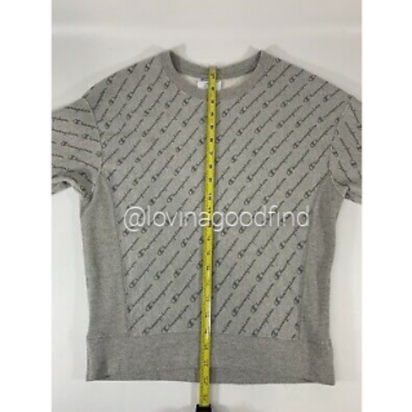 Champion Reverse Weave All Over Script Print Sweatshirt EUC sz S - Picture 10 of 15